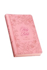 Sunrise Pink Faux Leather Large Print Thinline King James Version Bible with Zippered Closure and Thumb Index