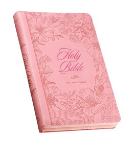 Sunrise Pink Faux Leather Large Print Thinline King James Version Bible with Zippered Closure and Thumb Index