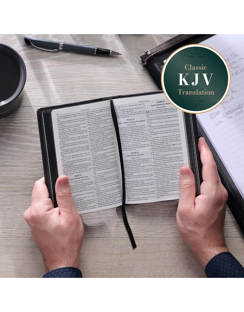 Black and Gray Lion Faux Leather Hardcover Compact King James Version Bible