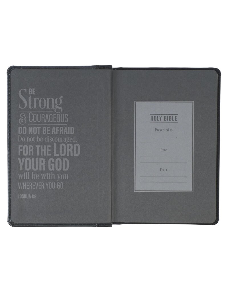 Black and Gray Lion Faux Leather Hardcover Compact King James Version Bible