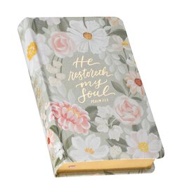 Lichen Gray Floral Faux Leather Hardcover King James Version Bible - Psalm 23:3