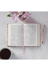 Lichen Gray Floral Faux Leather Hardcover King James Version Bible - Psalm 23:3