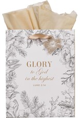Glory to God Winter Botanical Medium Gift Bag - Luke 2:14