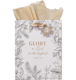 Glory to God Winter Botanical Medium Gift Bag - Luke 2:14