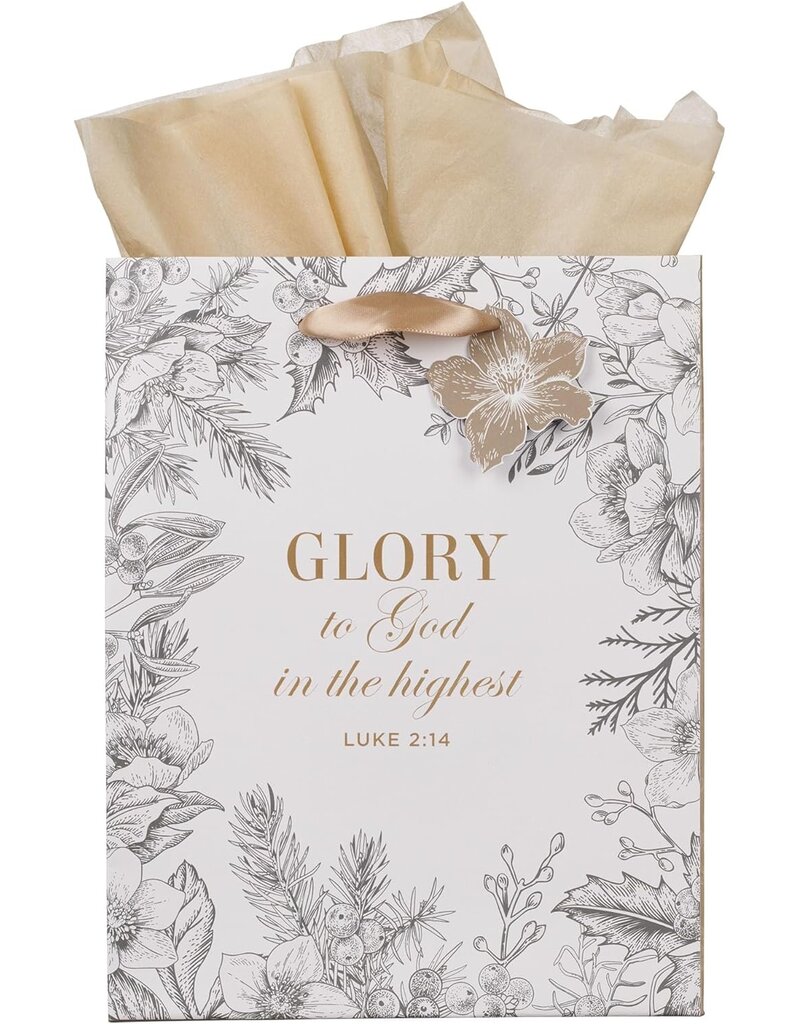 Glory to God Winter Botanical Medium Gift Bag - Luke 2:14