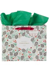 Merry Christmas Pinecone Large Landscape Gift Bag
