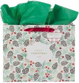 Merry Christmas Pinecone Large Landscape Gift Bag