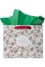 Merry Christmas Pinecone Large Landscape Gift Bag