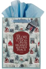Glory to God Winter Village Large Portrait Gift Bag - Luke 2:14