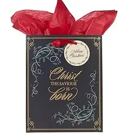 Christ the Savior is Born Red Berry Medium Gift Bag