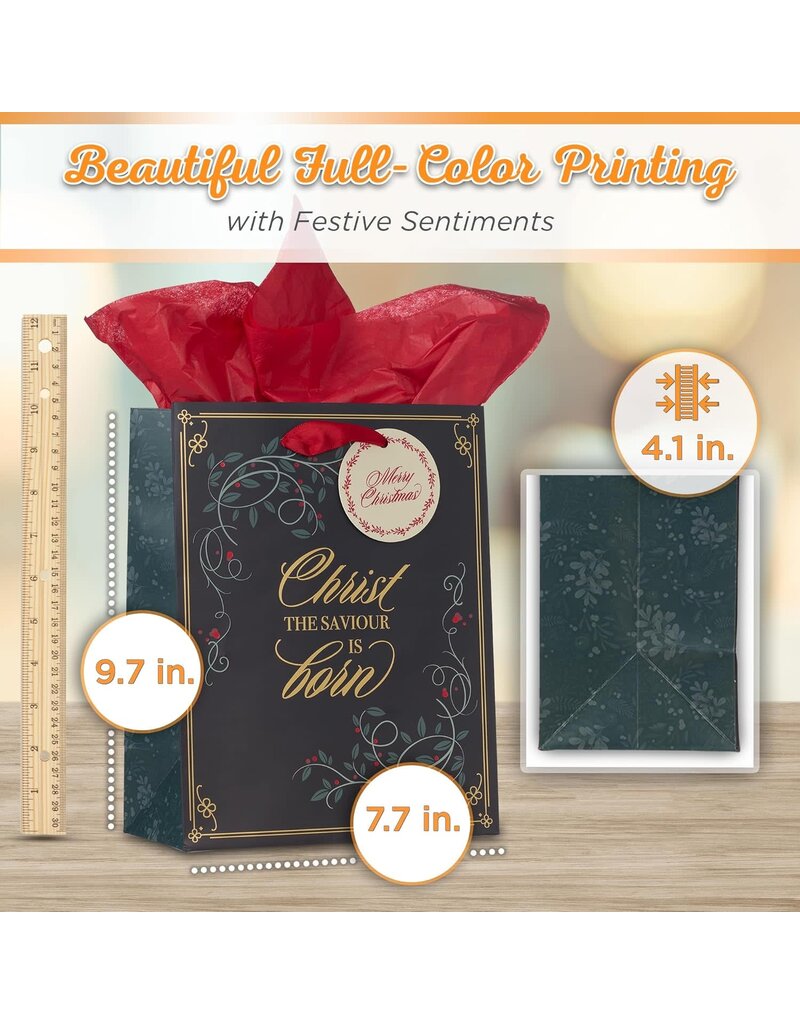 Christ the Savior is Born Red Berry Medium Gift Bag