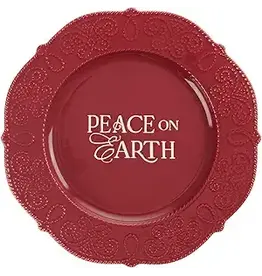 Peace on Earth Red Ceramic Plate