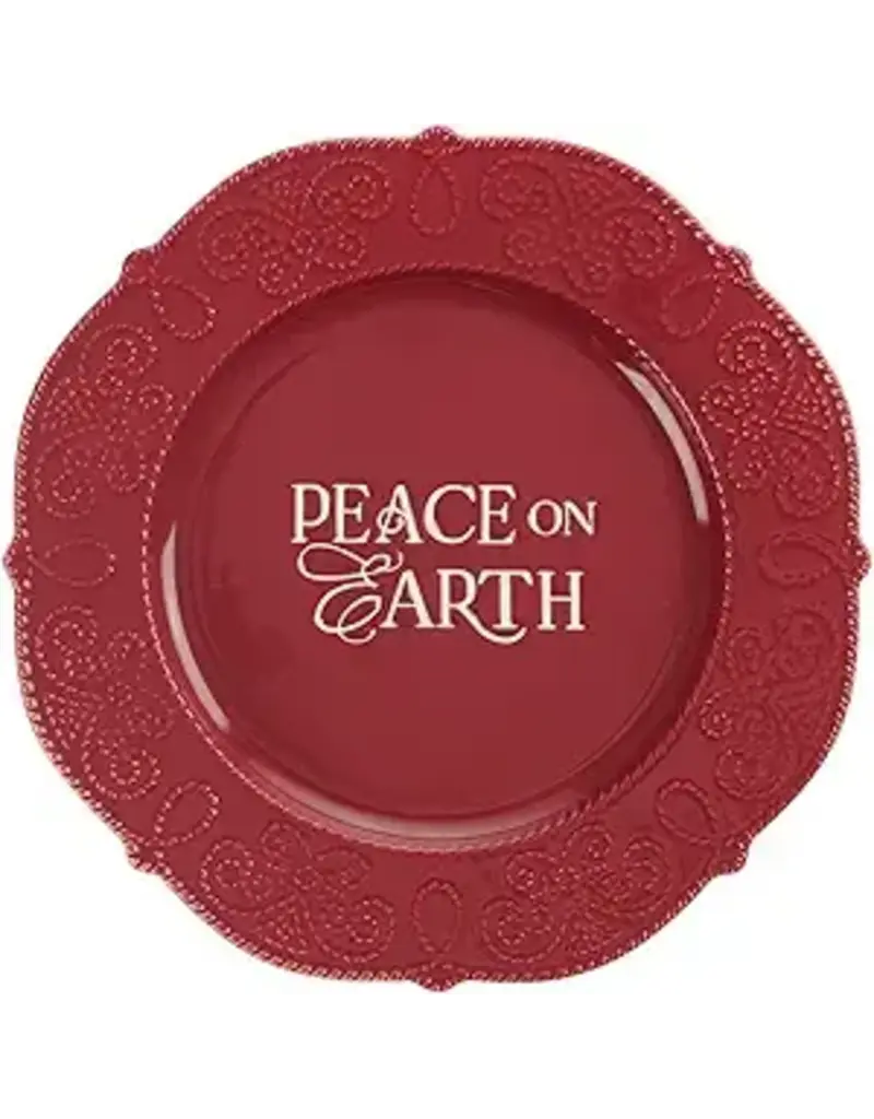 Peace on Earth Red Ceramic Plate