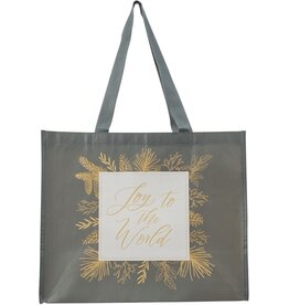 Joy to the World Gray Reusable Shopping Tote Bag