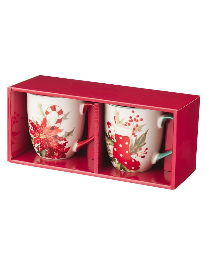 Adore Him Poinsettia Ceramic Coffee Mug Set - Isaiah 9:6