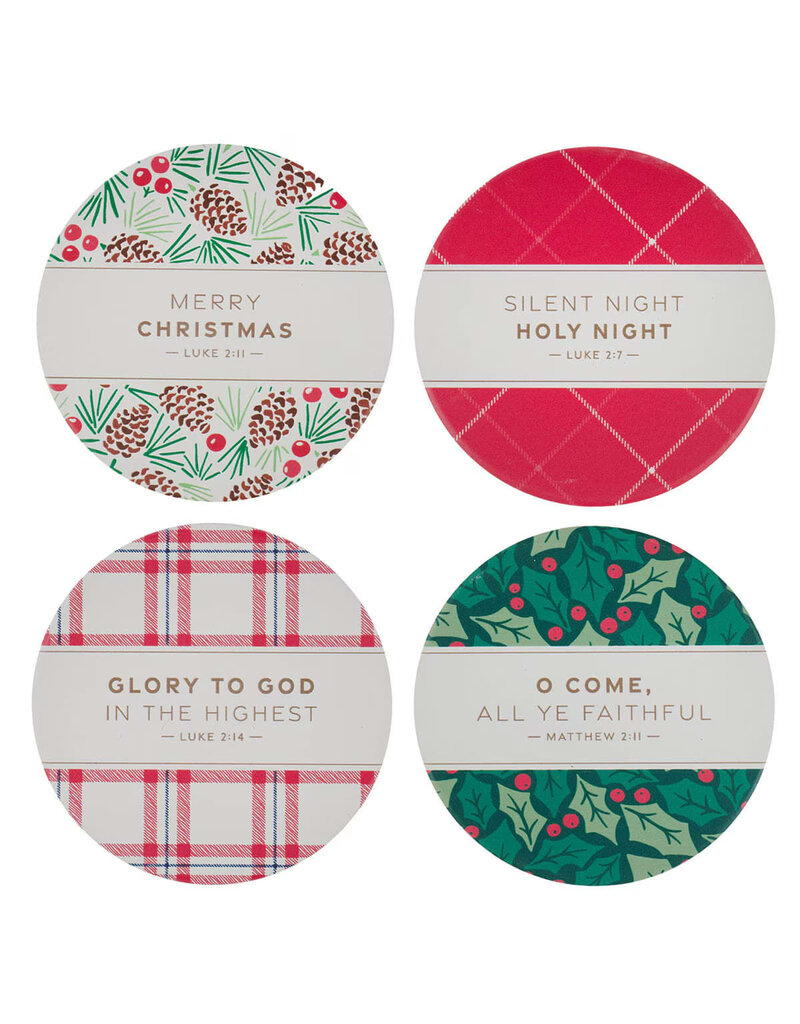 Merry Christmas Ceramic Coaster Set