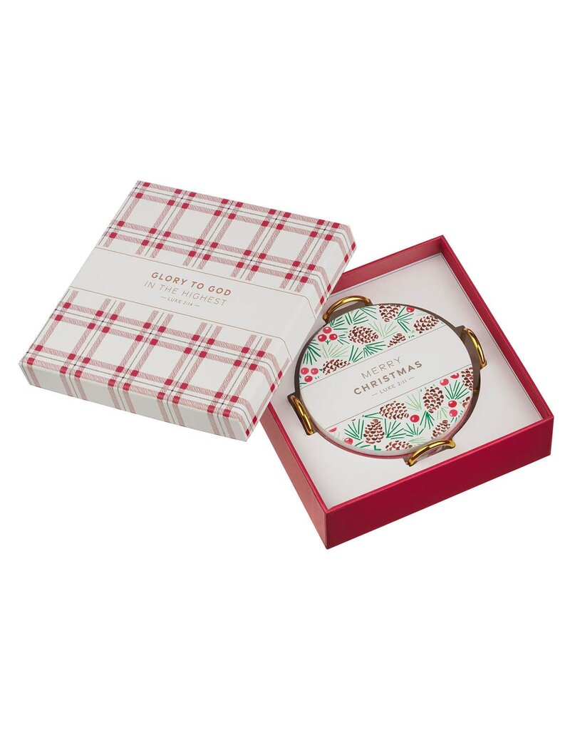Merry Christmas Ceramic Coaster Set