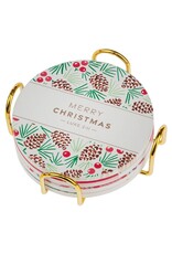 Merry Christmas Ceramic Coaster Set
