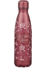 Be Still Metallic Raisin Plum Floral Stainless Steel Water Bottle - Psalm 46:10
