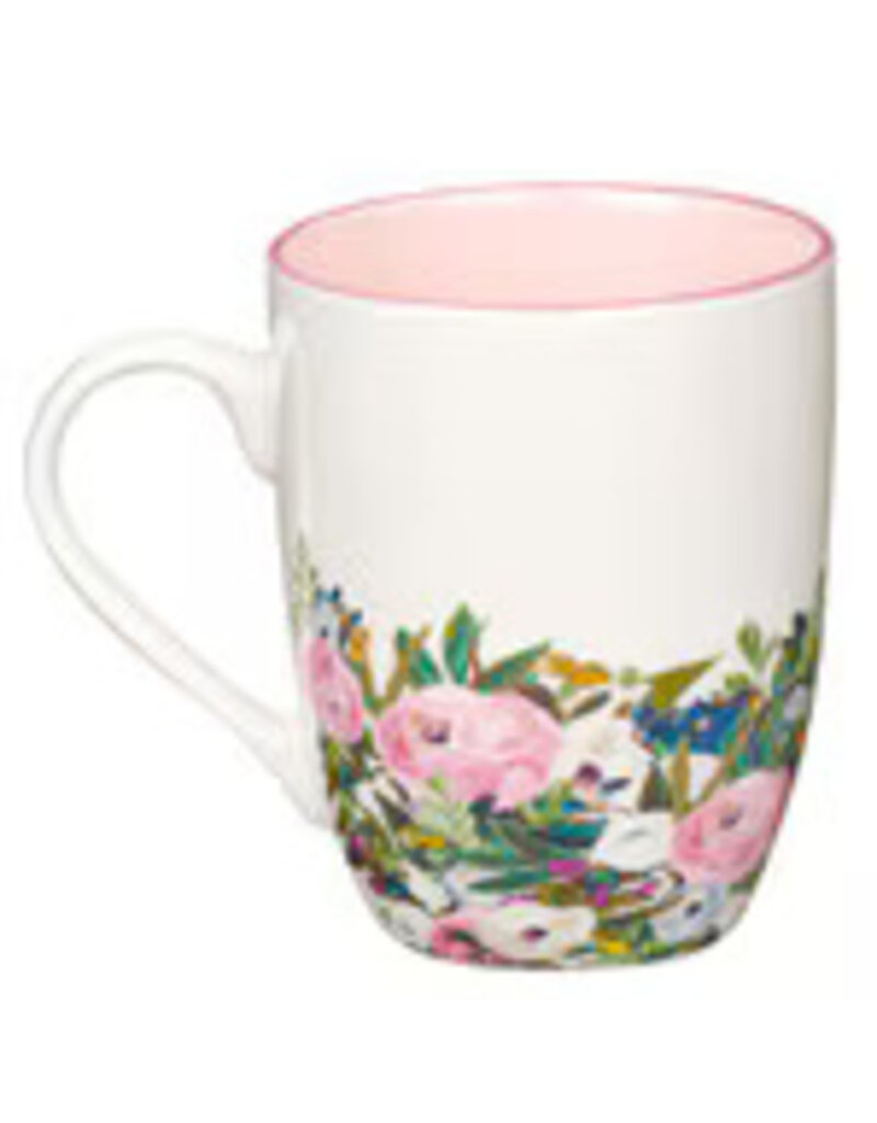 With God Things Are Possible Pink Floral Ceramic Coffee Mug - Matthew 19:26