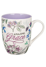 Amazing Grace Purple Floral Ceramic Mug