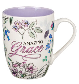 Amazing Grace Purple Floral Ceramic Mug