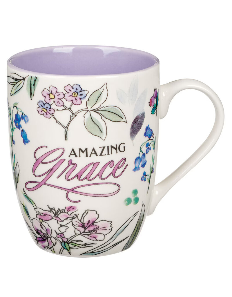 Amazing Grace Purple Floral Ceramic Mug