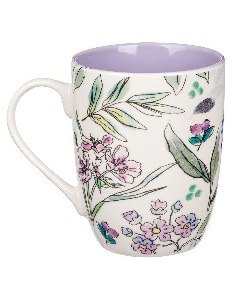 Amazing Grace Purple Floral Ceramic Mug