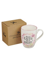 Walk By Faith Not Sight Pink Wreath Ceramic Coffee Mug - 2 Corinthians 5:7