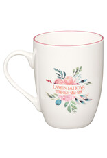 His Mercies are New Pink Peonie Ceramic Coffee Mug - Lamentations 3:22-23