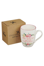His Mercies are New Pink Peonie Ceramic Coffee Mug - Lamentations 3:22-23