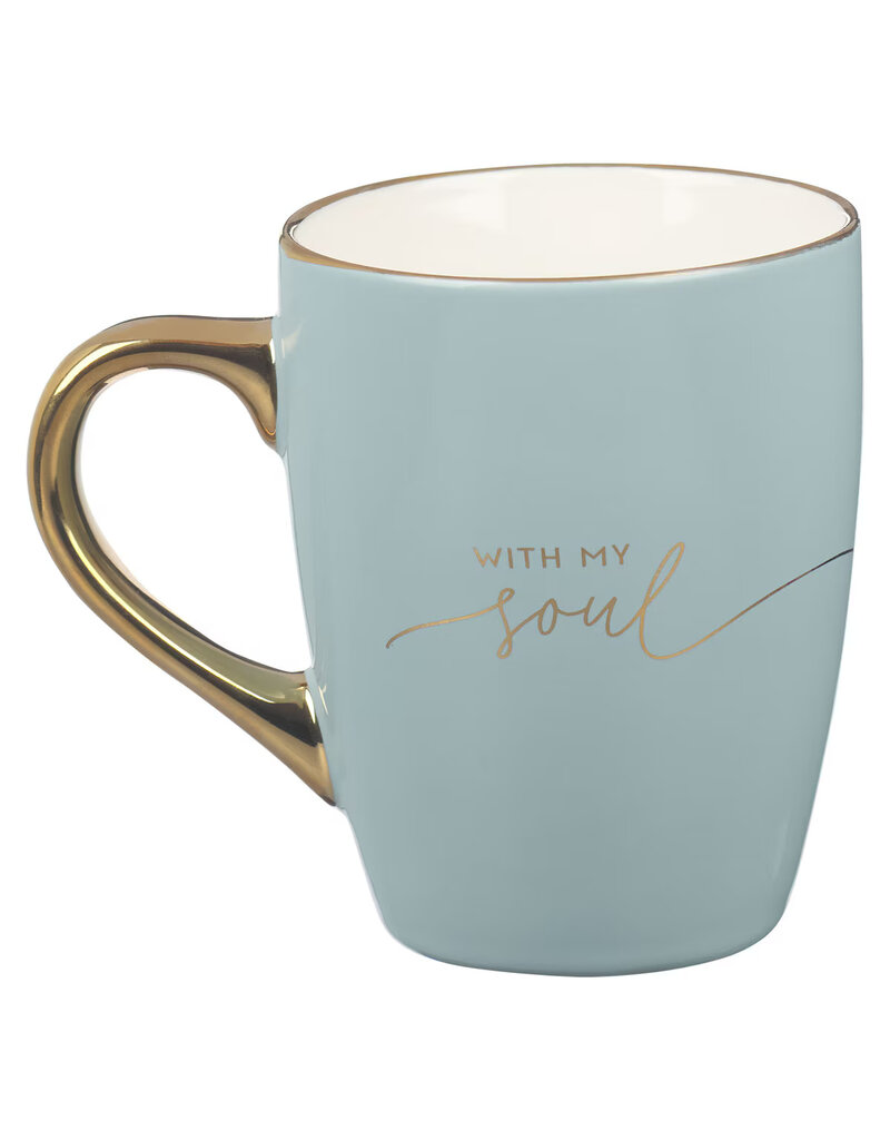 It Is Well With My Soul Soft Blue and Gold Ceramic Coffee Mug