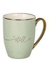 Be Still Soft Green and Gold Ceramic Coffee Mug
