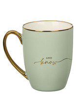 Be Still Soft Green and Gold Ceramic Coffee Mug