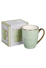Be Still Soft Green and Gold Ceramic Coffee Mug