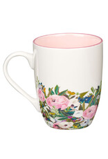 With God Things Are Possible Pink Floral Ceramic Coffee Mug - Matthew 19:26