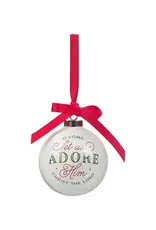 Come Let Us Adore Him White Ceramic Christmas Ornament