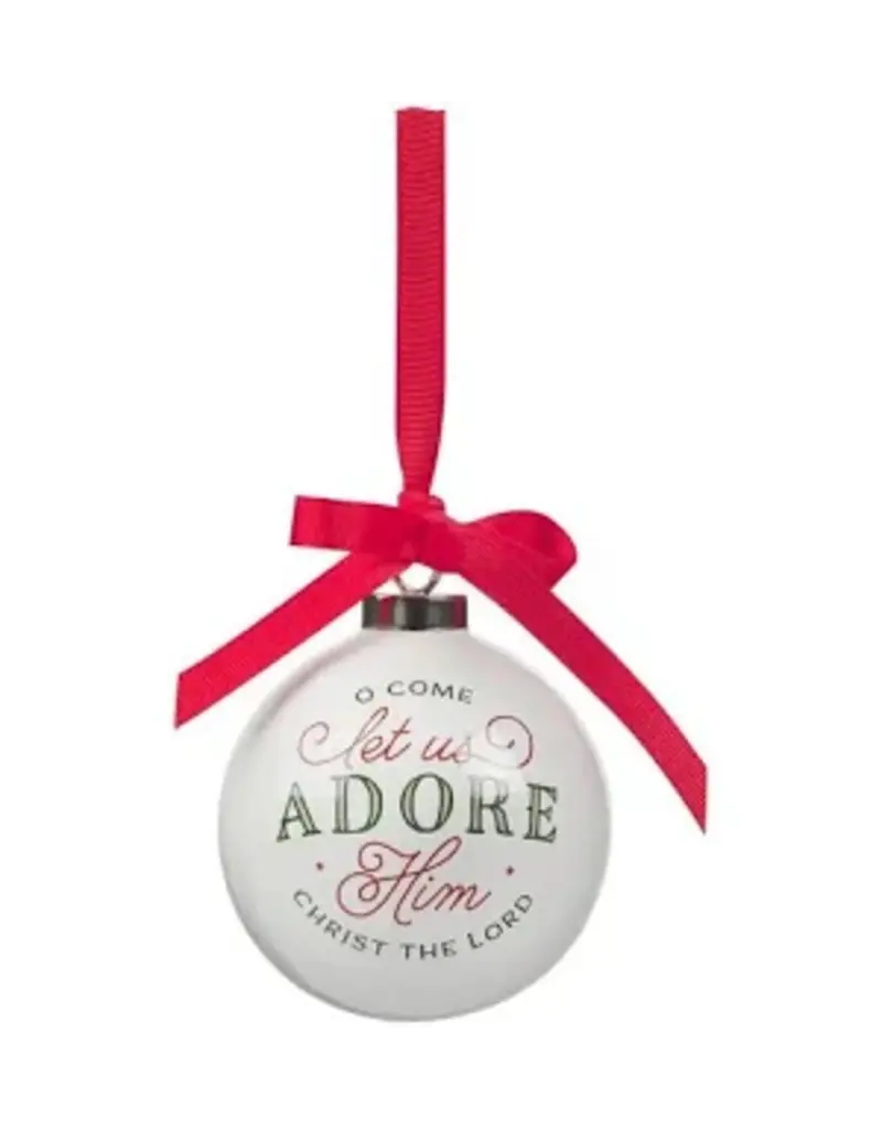 Come Let Us Adore Him White Ceramic Christmas Ornament