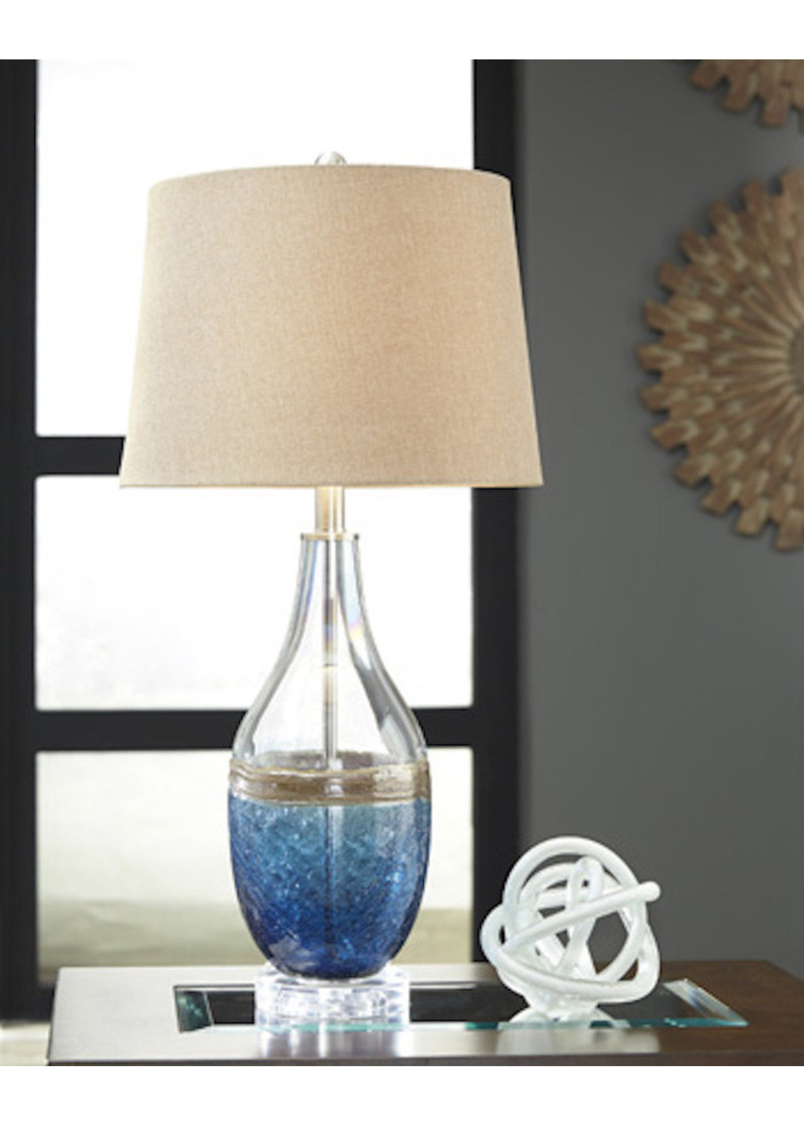 ASHLEY JOHANNA TABLE LAMP IN BLUE/CLEAR