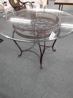 POWELL ALLISON 48" ROUND DINING TABLE GLASS/METAL