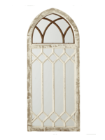 MIDWEST CBK DISTRESSED ARCH WALL MIRROR WITH WINDOW FRAME OVERLAY