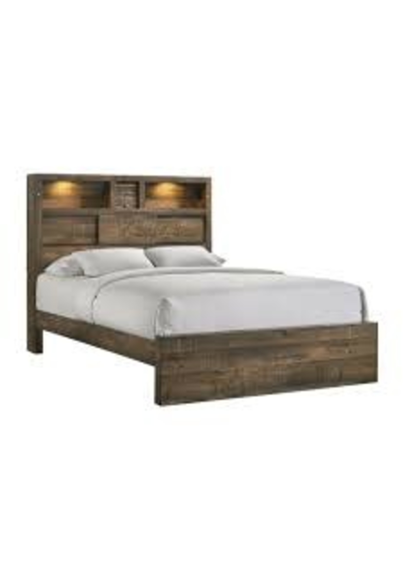 ELEMENTS QUEEN  BED BAILEY DRIFT FINISH STORAGE HB W/LIGHTS & SPEAKERS