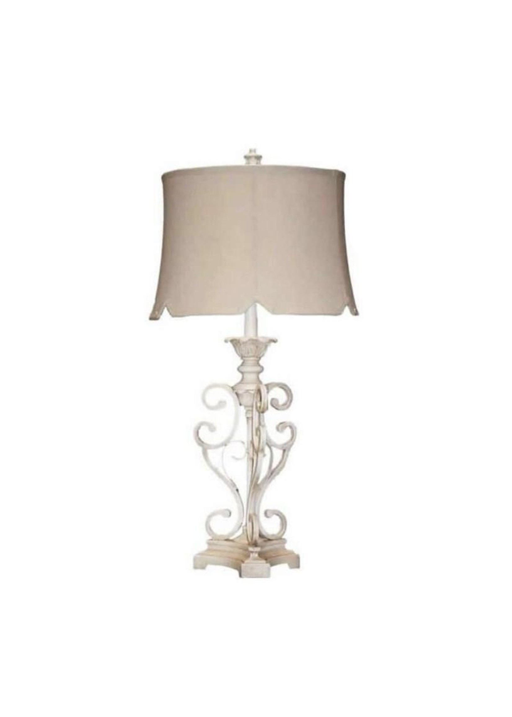 H&H LAMP TABLE LAMP OPEN METAL IN WHITE