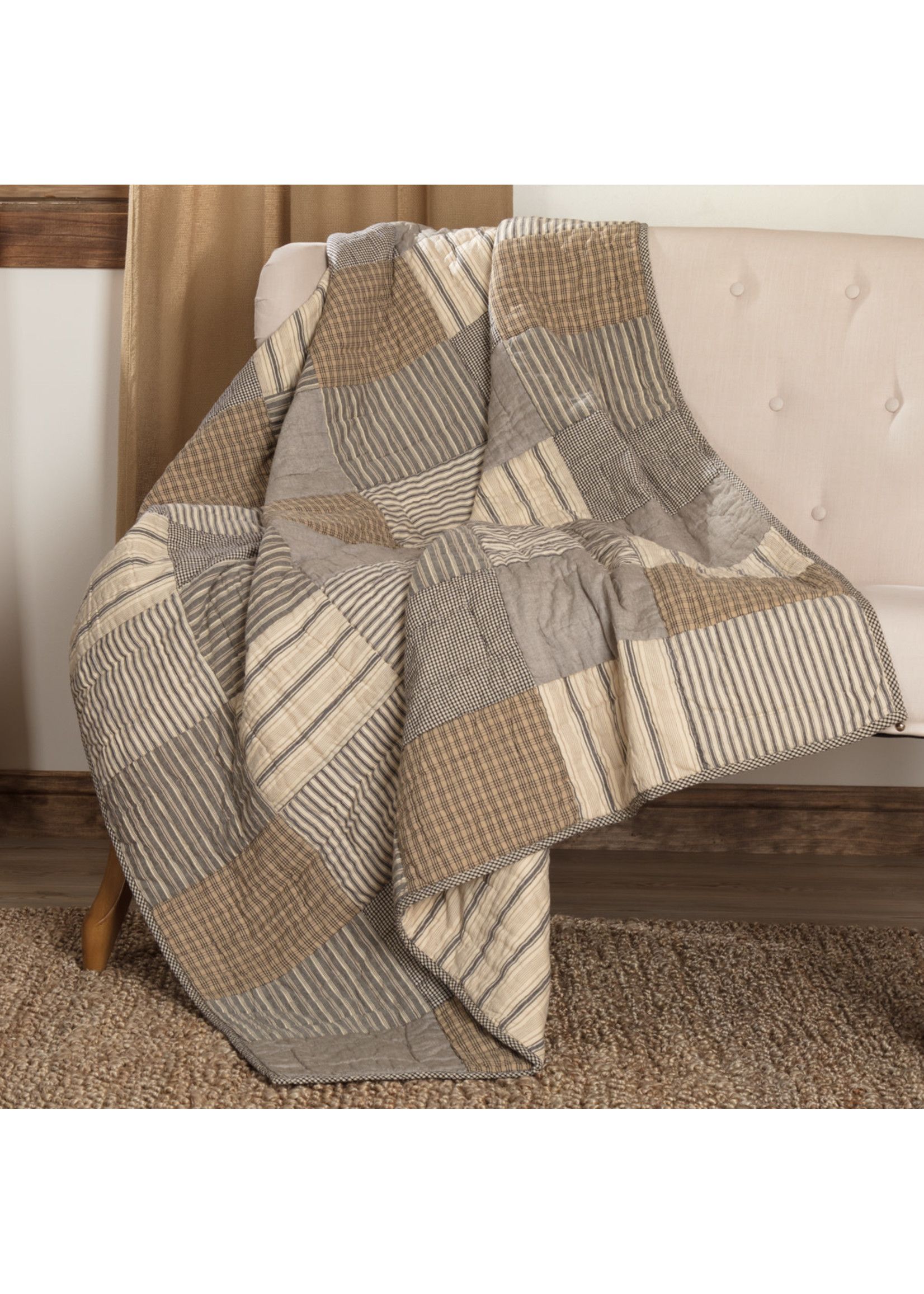 VHC SAWYER MILL CHARCOAL BLOCK QUILTED THROW