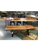 TIN ROOF 94X32X29 RED OAK TABLE W/ HAIRPIN LEGS