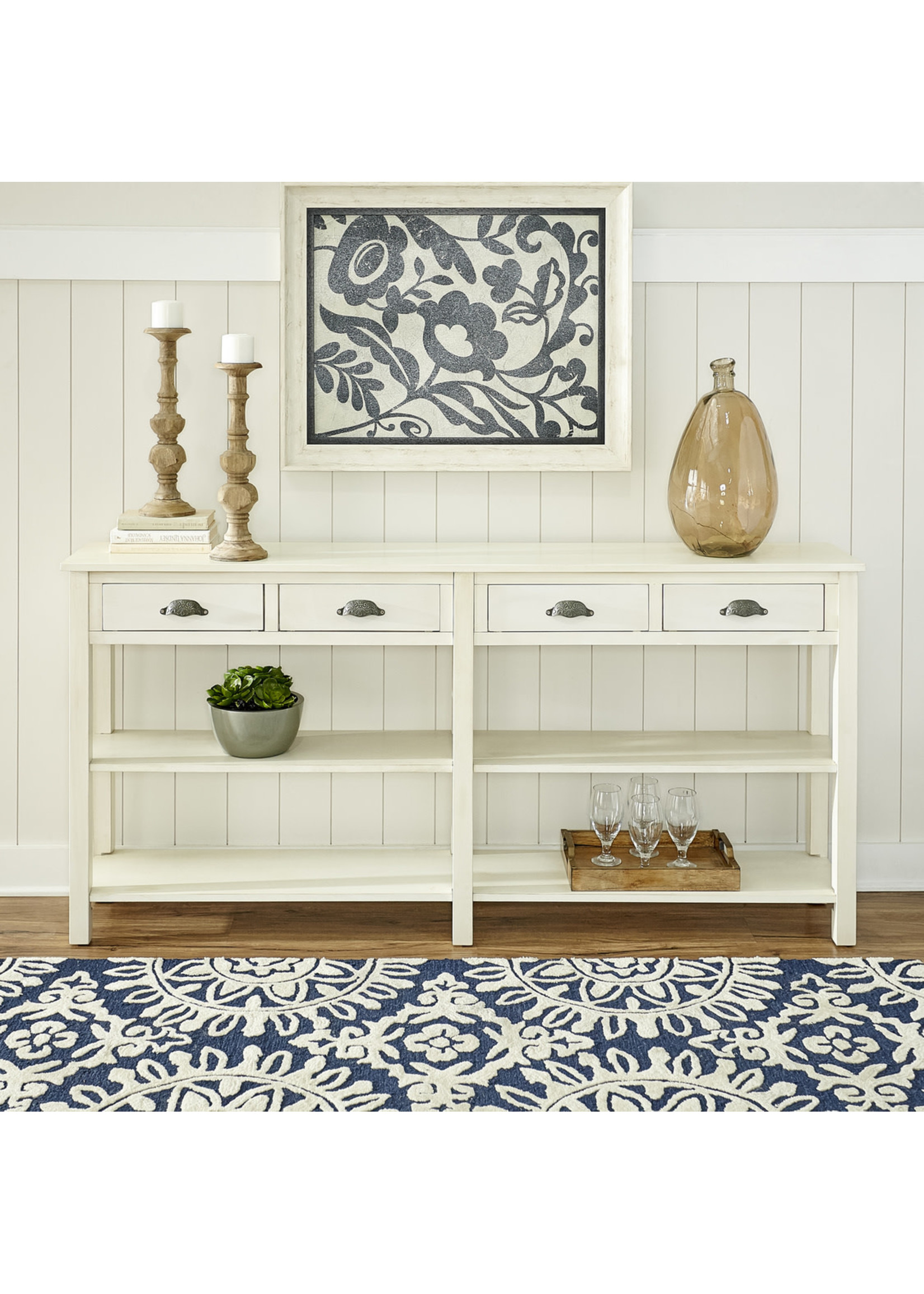 POWELL CRANFORD CONSOLE TABLE CREAM CRACKLE