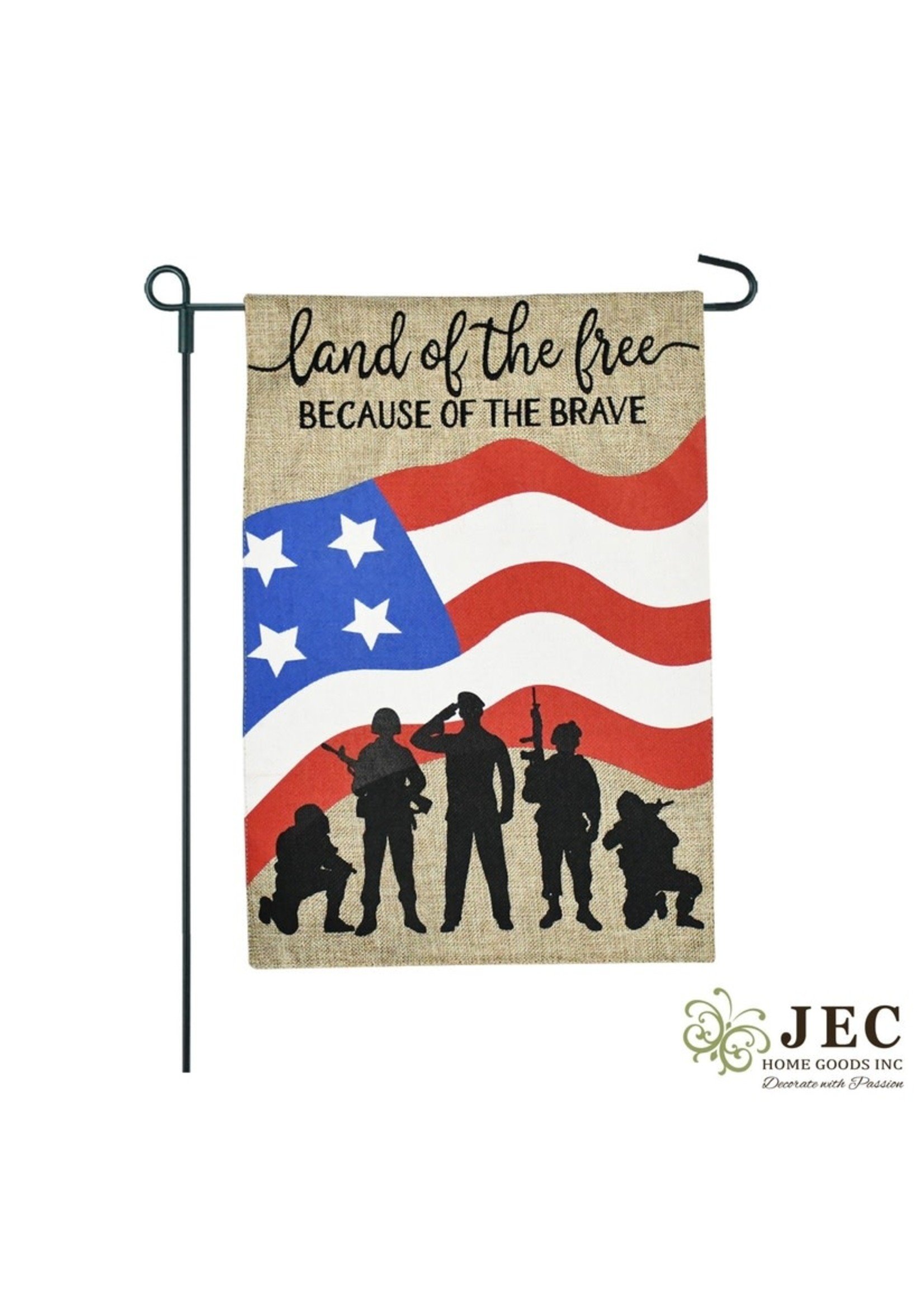 JEC HOME GOODS BURLAP GARDEN FLAG - AMERICAN HEROS