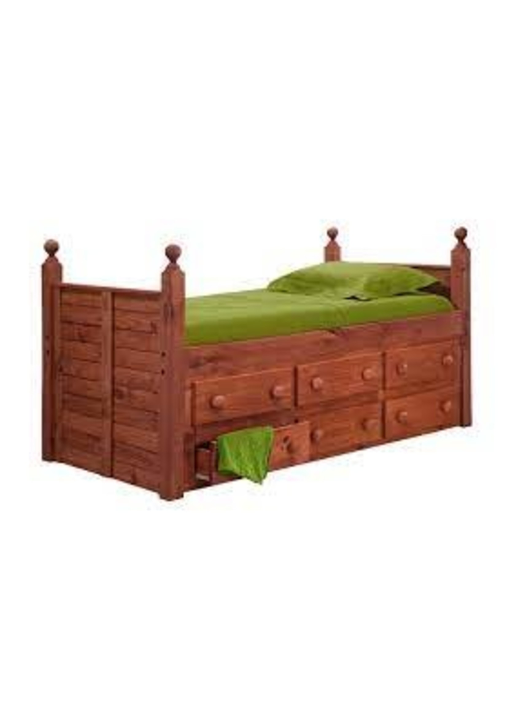 PINE CRAFTER 3/3 TWIN/TWIN BOOKCASE CAPTAIN BED W/ DRAWER TRUNDLE