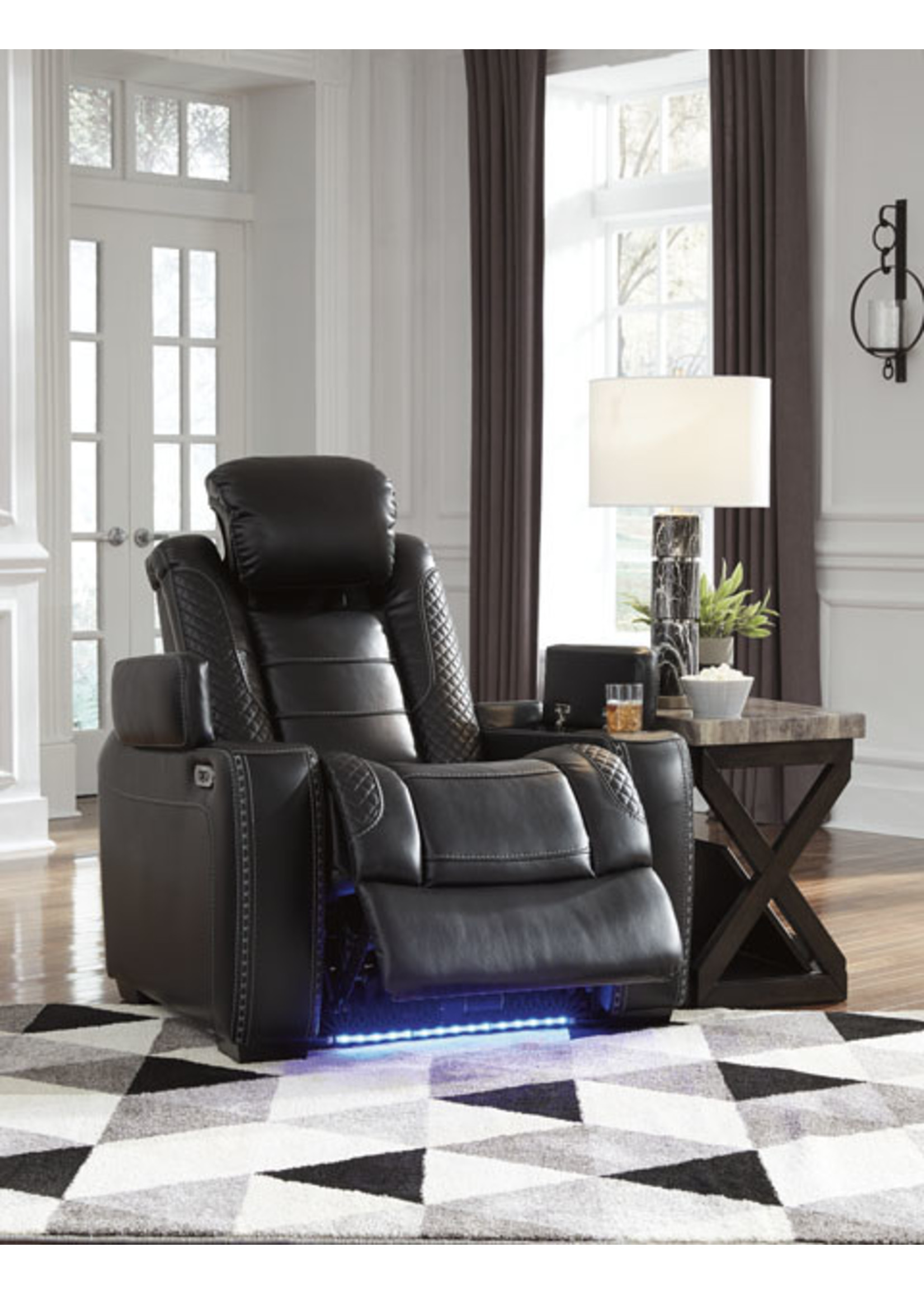 ASHLEY PARTY TIME POWER RECLINER BLACK W/LIGHTS