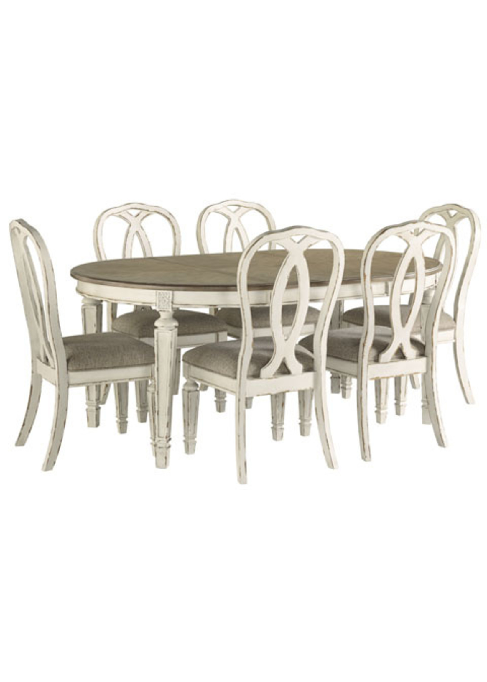 ASHLEY PKG002224 OVAL TABLE W/ 6 RIBBONBACK SIDE CHAIRS REALYN ANTIQUE WHITE